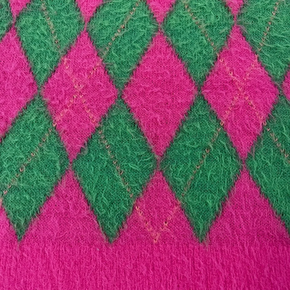 Free People Sweater Womens Pink Argyle Through The Motions Vest - Picture 7 of 8